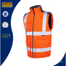 Hi Vis Polyester Waterproof Bodywarmer Sleeveless Jacket